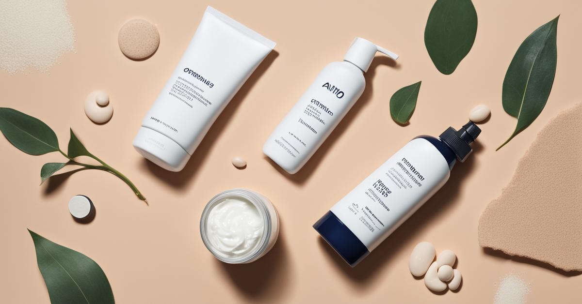 Graficzne przedstawienie naturalnych czynników nawilżających, takich jak aminokwasy i kwas mlekowy, obok słoiczka kremu The Ordinary Natural Moisturizing Factors + HA na minimalistycznym tle.