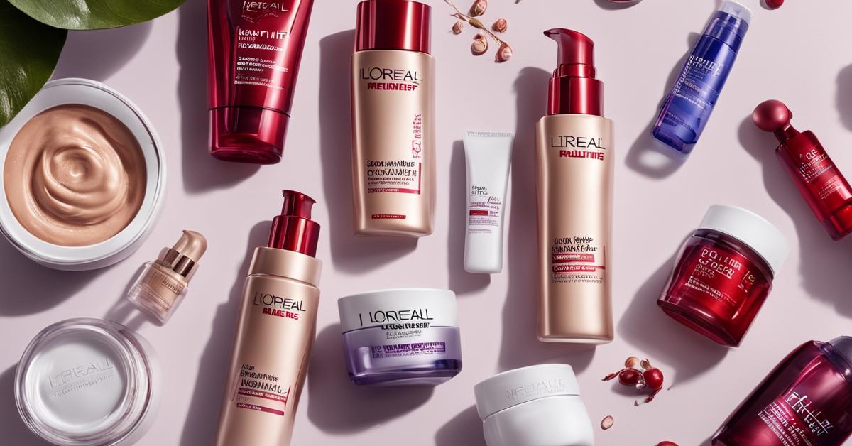 Zdjęcie z góry linii produktów L'Oréal Paris Revitalift, w tym kremu i serum.