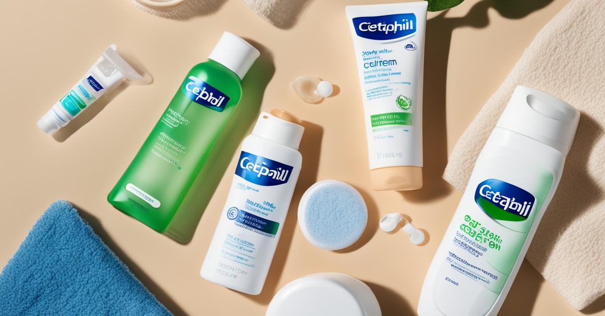 Kompozycja przedstawiająca krem Cetaphil PS Lipoaktywny z innymi akcesoriami do pielęgnacji skóry.