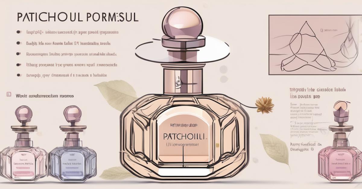 Ilustracja przedstawiająca kroki aplikacji perfum z paczulą na nadgarstki, za uszy i na dekolt.